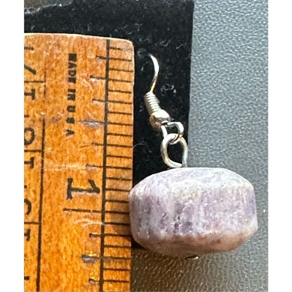 Amethyst multi raw stone with silver tone and black beads and matching earrings - Picture 13 of 14